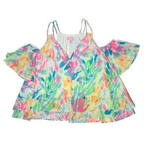 Lilly Pulitzer Bellamie Cold Shoulder Tiered Top Women's Small